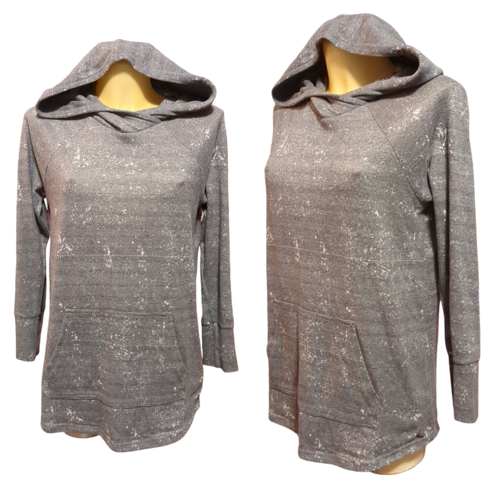 🌹3/15🌹LULAROE Amber Grey Striped Paint Splatter Stretchy Lightweight Hoodie